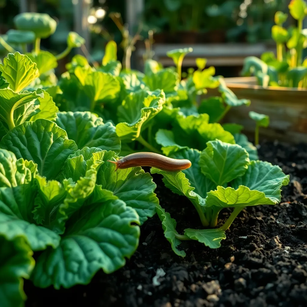 Slugs Devouring Leafy Greens