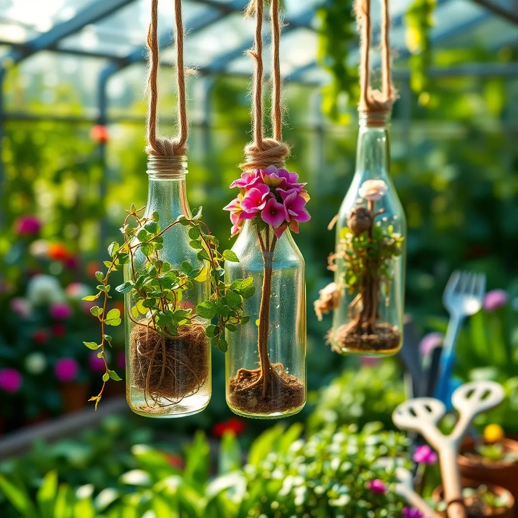 Create Hanging Planters from Bottles