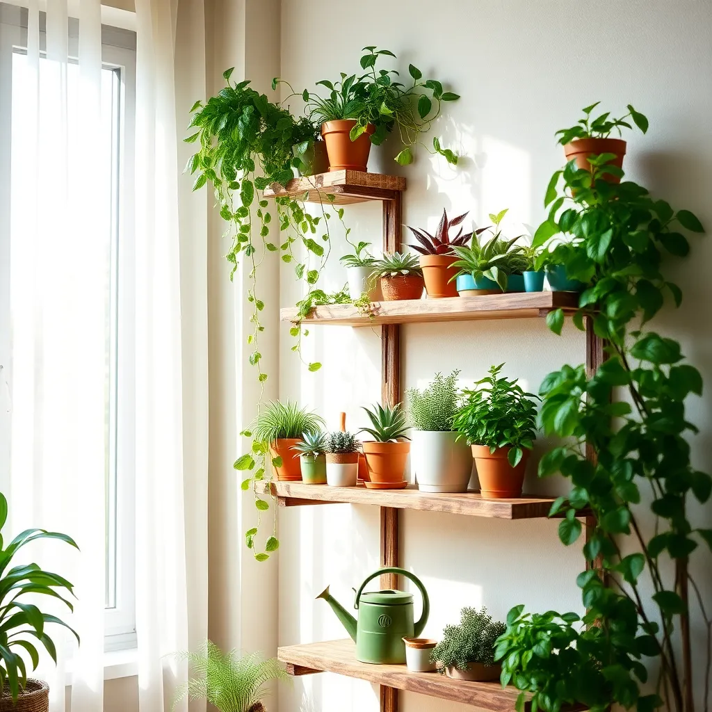 Utilize Vertical Plant Shelves
