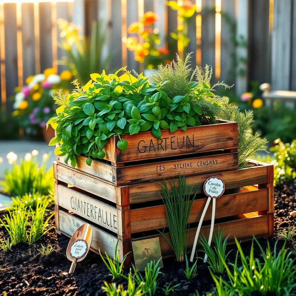 Utilize Wooden Crates for Herbs